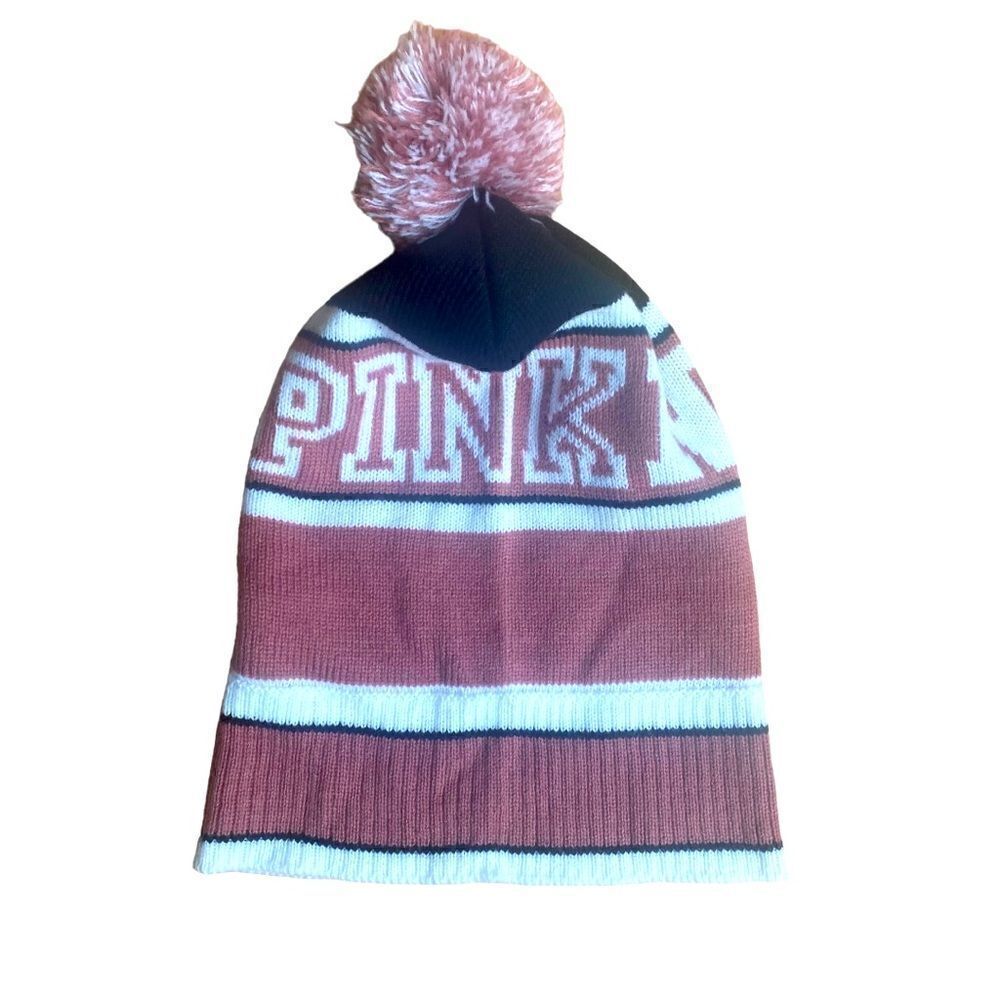 PINK Nation Ski Hat Cap Pom Pom OS